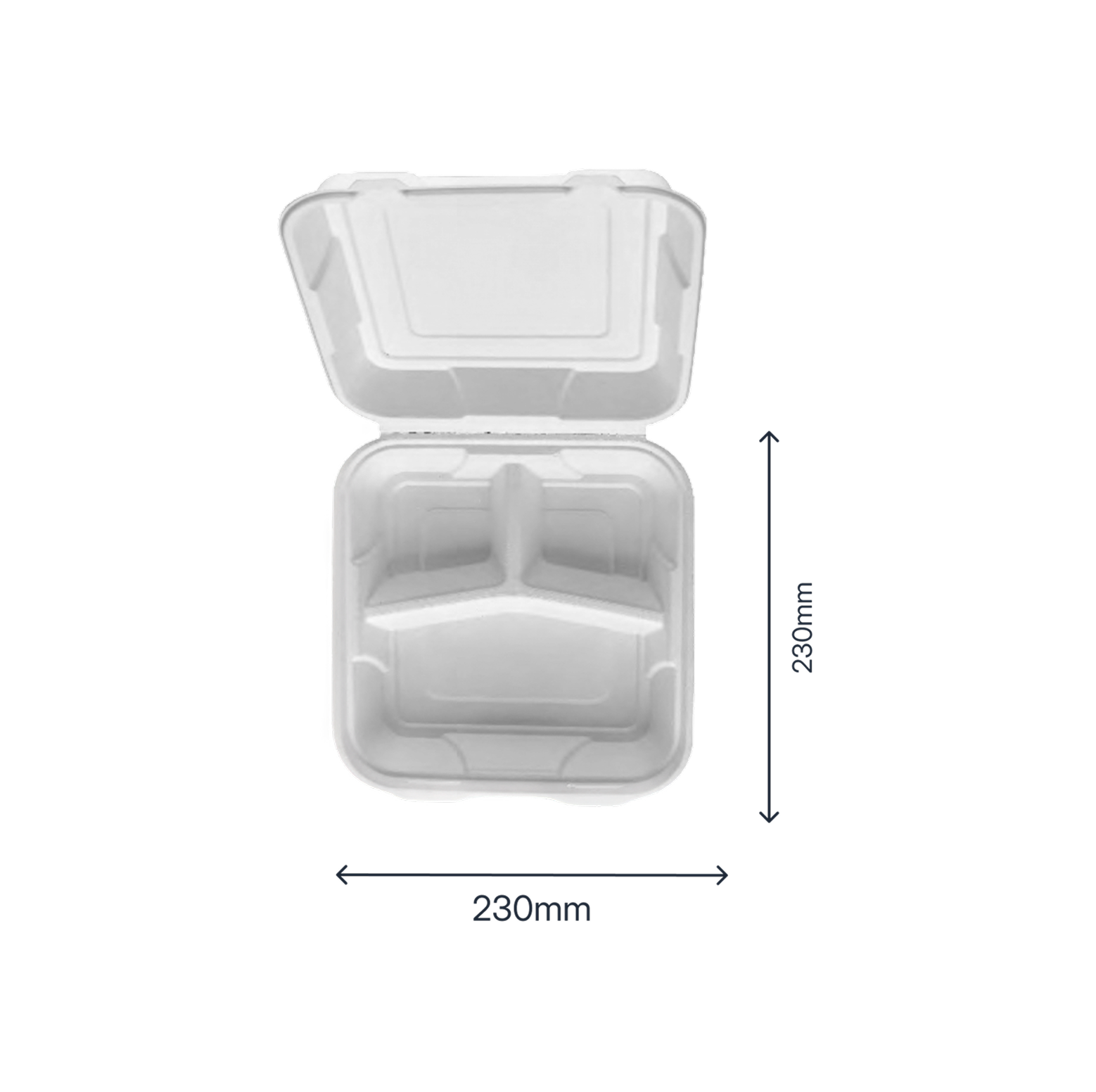 9" x 9" Clamshell - 3 Compartment - product photo 2