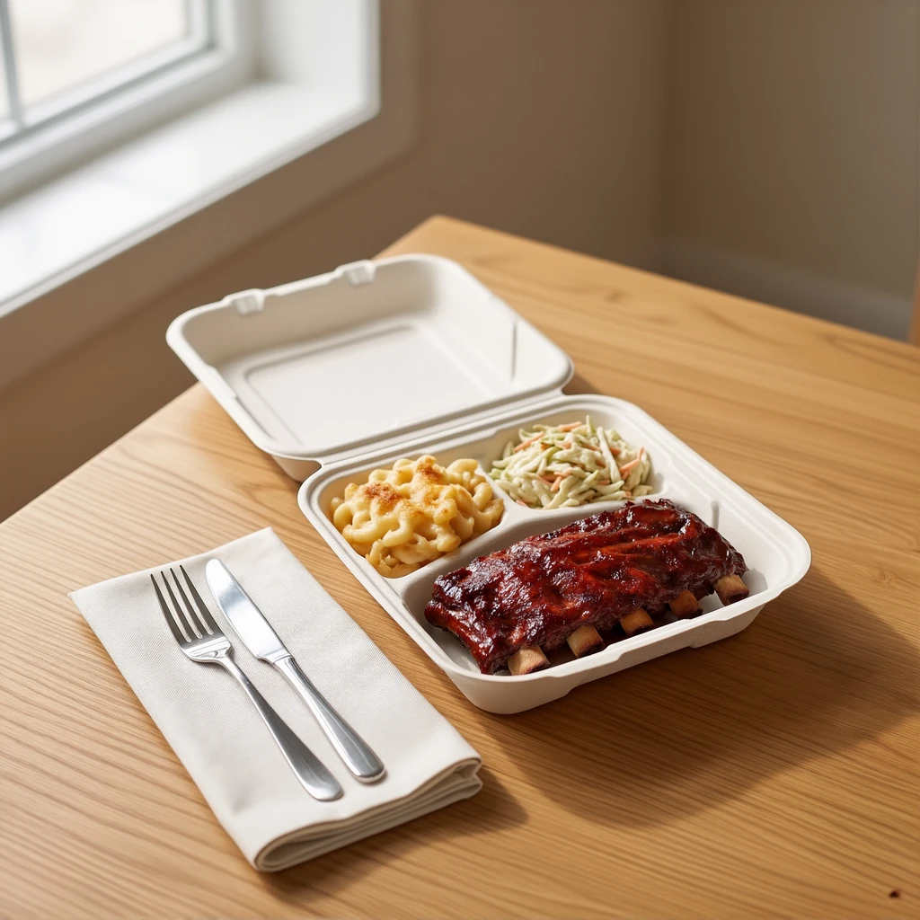 9" x 9" Clamshell - 3 Compartment - product photo 4